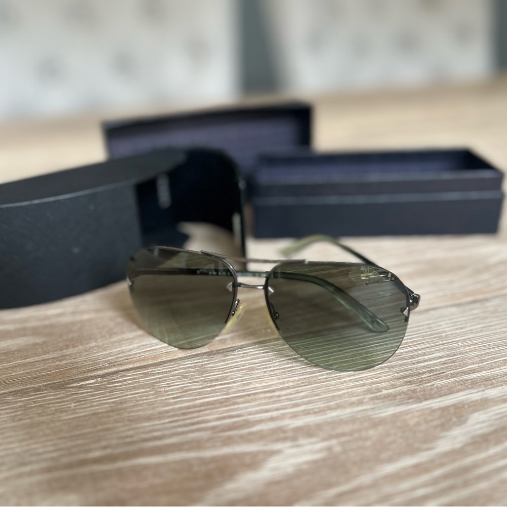 Prada Aviator Sunglasses with gunmetal and light green Finish - Picture 5 of 5